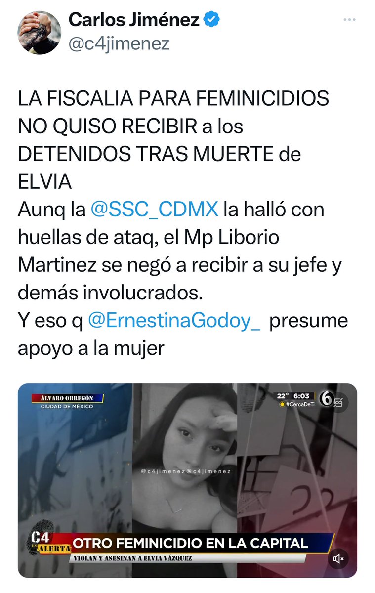 c4jimenez's tweet photo. ENCARCELAN a JEFE de MPs de FEMINICIDIOS por NEGARSE a RECIBIR a DETENIDOS
Es el Jefe de Turno de @FiscaliaCDMX, Liborio Martínez.
En 2023 lo exhibimos así por negarse a recibir a 5 tipos q detuvo @SSC_CDMX por el feminicidio de Elvia.
Agentes de @PDI_FGJCDMX ya lo encarcelaron. https://t.co/RDZD7WwV5k