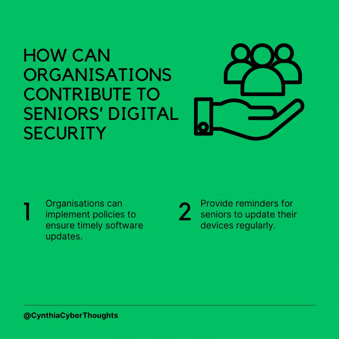 Keeping up with updates as a path to promoting seniors’ digital safety.  

#2024SeniorsDigitalSecurity #SoftwareUpdates