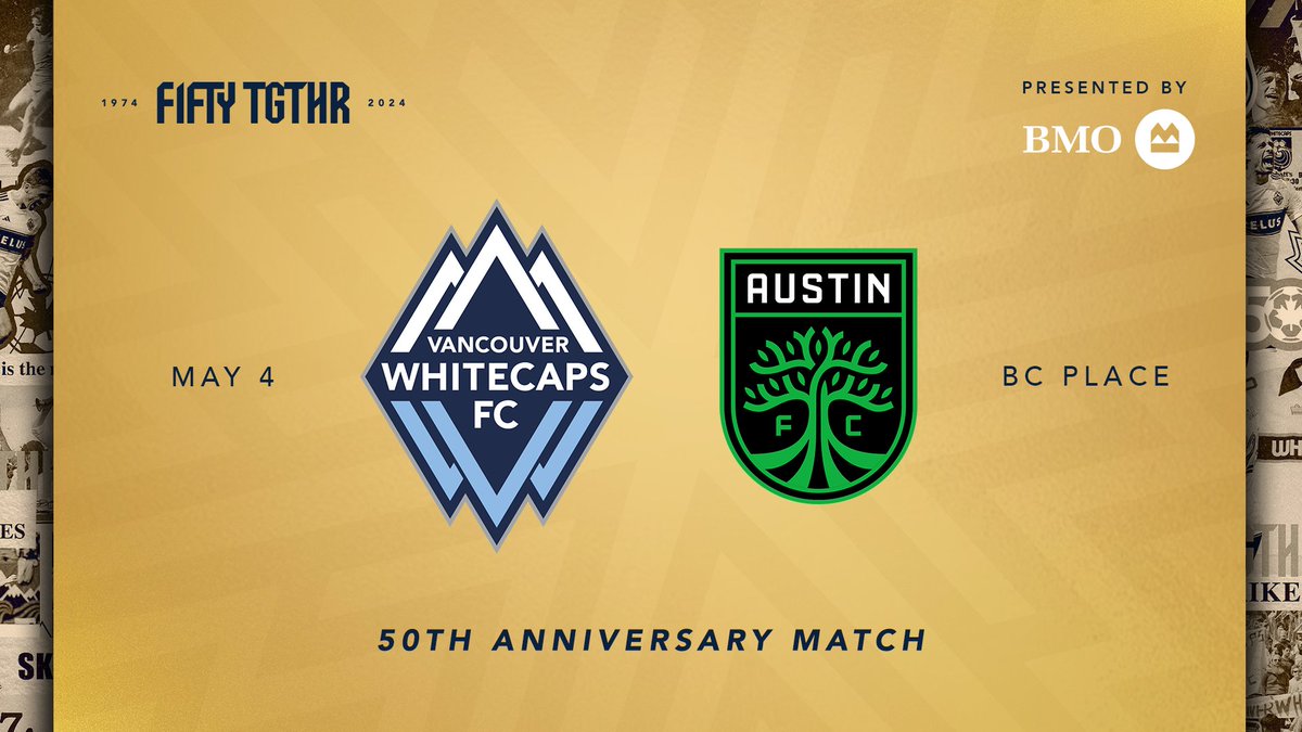 Vancouver Whitecaps FC return to BC Place this Saturday, May 4 for their 50th Anniversary Match against Austin FC! We’re excited to stand shoulder-to-shoulder with over 30,000 passionate fans and cheer on the @WhitecapsFC as they seek a victory at home! #VWFC #FIFTYTGTHR