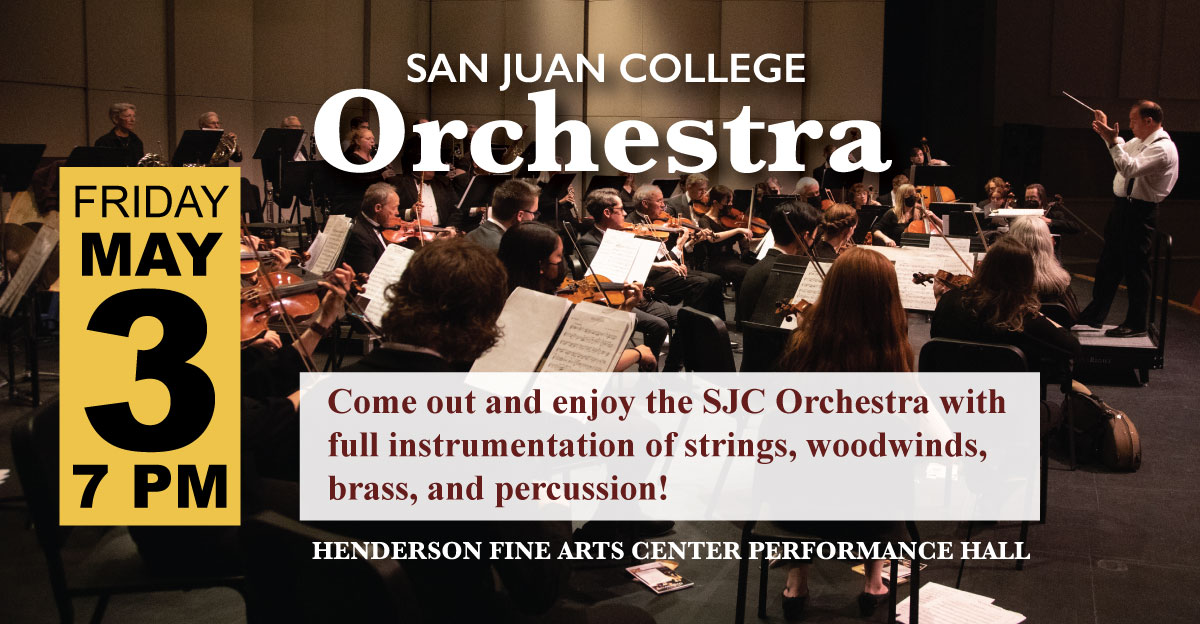 Come out and enjoy the SJC Orchestra with full instrumentation of strings, woodwinds, brass, and percussion!