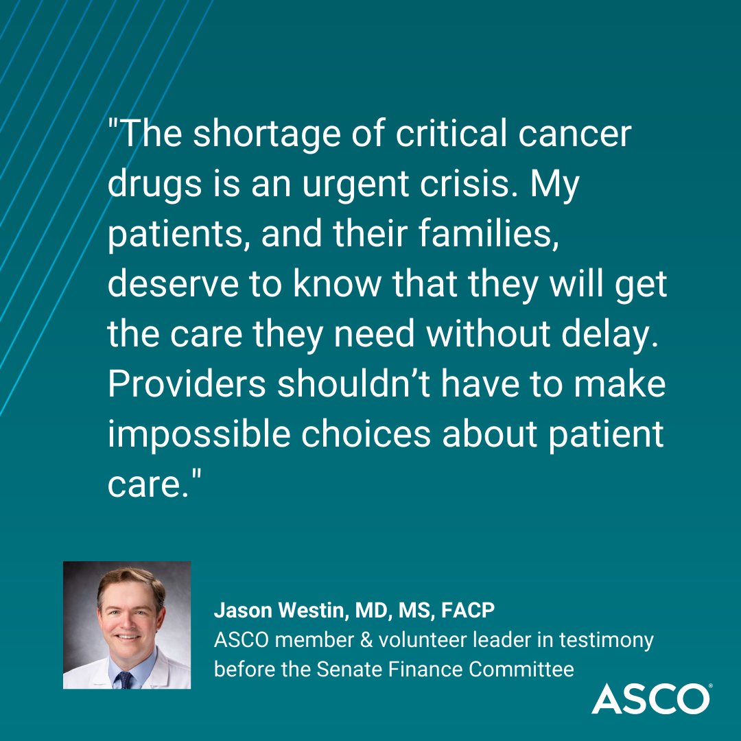 We’re pleased to see Sen. Finance Cte’s draft bill to address #drugshortages. Thank you @RonWyden & @MikeCrapo for working with stakeholders like #ASCOAdvocacy to mitigate current & prevent future cancer med shortages.