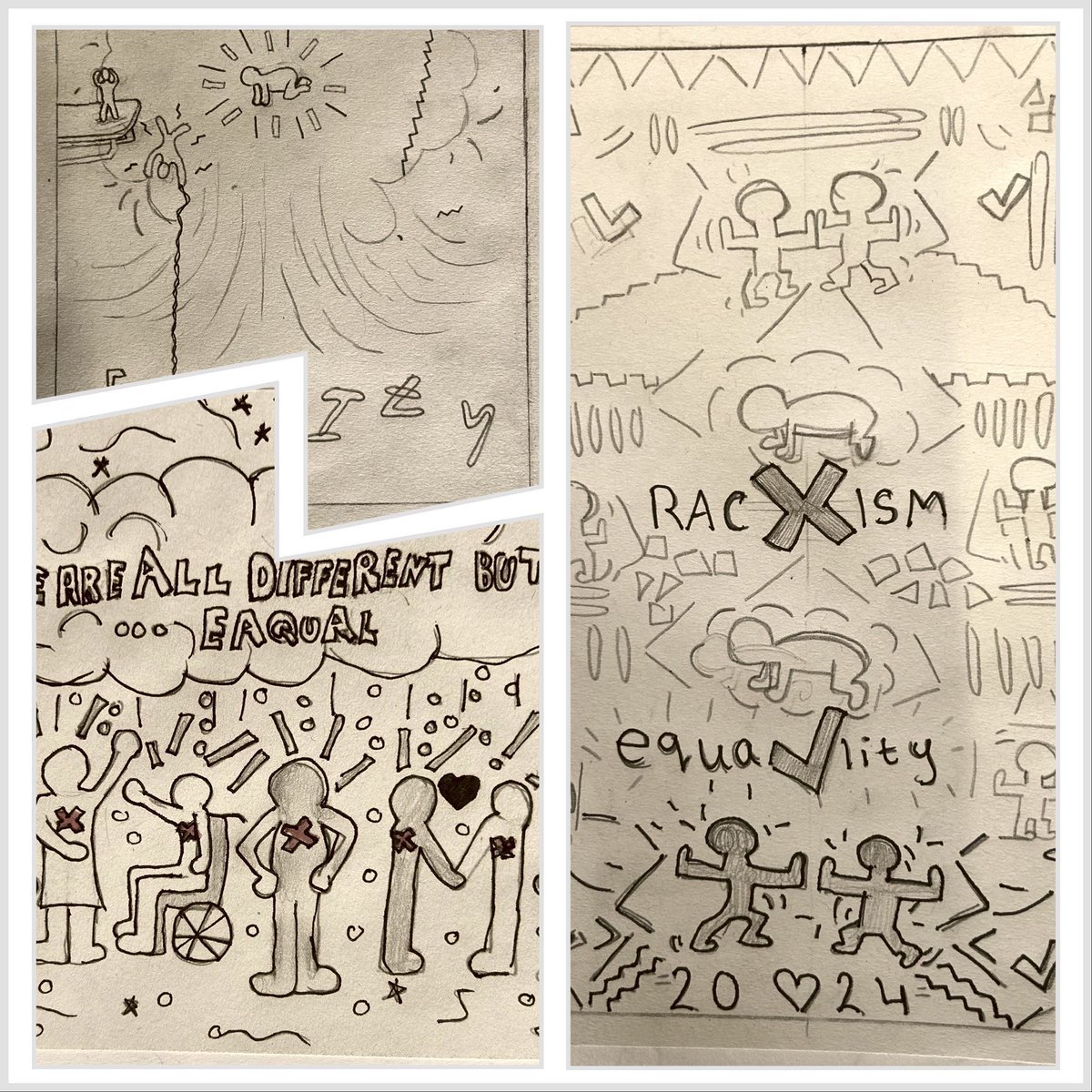 Year 8 artists have been focusing on Art for Social Change and how visual symbols can convey messages. Keith Haring has been a great artist to look at as his work is popular, playful and shines a spotlight on social issues such as drug addiction and homophobia. #proudtobeucc