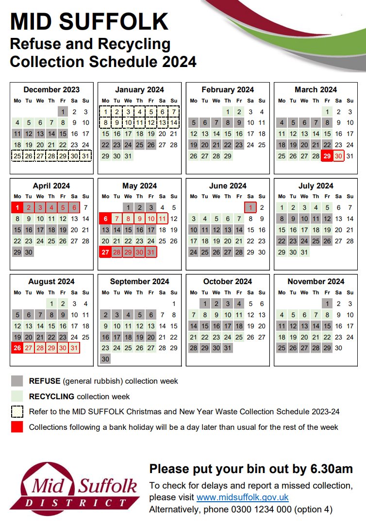 Bin collections during the week commencing Monday 6 May will take place one day later than usual following the #EarlyMay #bankholiday 🌷 📅🔽 Returning to the normal schedule from 13 May ✅🚛 Check your day so you don't miss the crew - link in bio