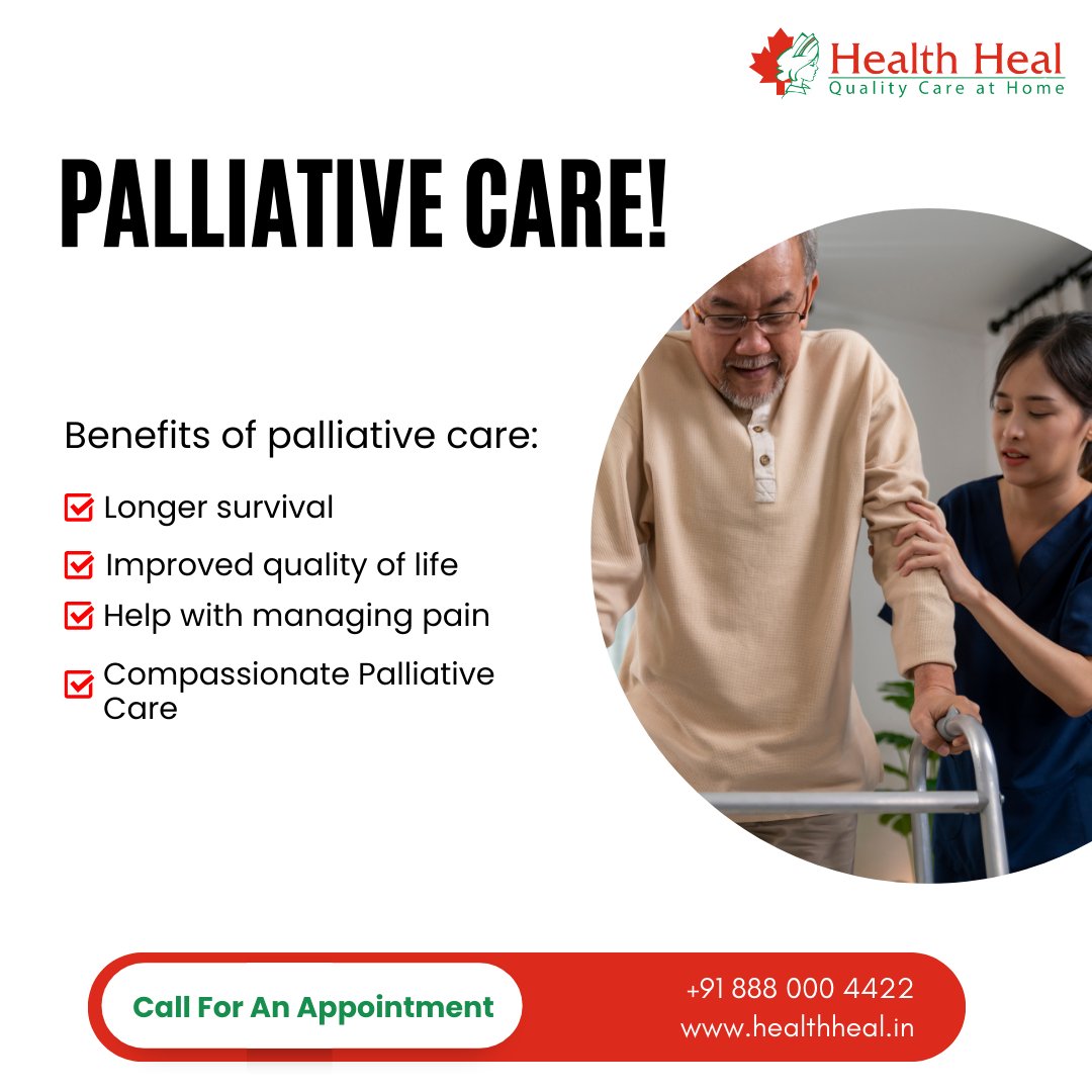 Live well, even with a serious illness. Health Heal's Palliative Care offers:
Extended life expectancy to cherish loved ones.
Improved quality of life with pain management & comfort.
Compassionate support for you & your family.

#PalliativeCare #HealthHeal #LiveWell #ManagePain