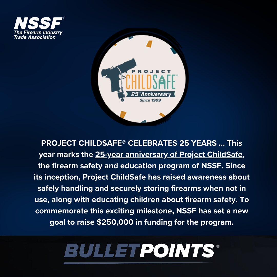 Bullet Points roundup (4/29/24): ➤ NSSF Critical of Permanent Export Limits ➤ SCOTUS to Review 'Frame or Receiver' Final Rule ➤ Project Childsafe® Celebrates 25 Years ➤ One Week Away | NSSF’s Marketing & Leadership Summit ➤ and more. nssf.org/subscribe/ #NSSF