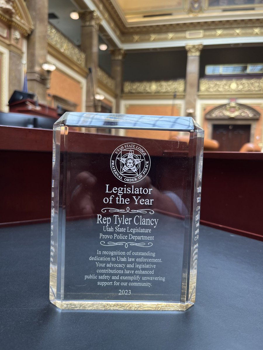 It was the honor of a lifetime to be named legislator of the year by the Utah FOP. Public safety is the bedrock of any functioning civil society. Now more than ever we need to stand up for common sense, make sure criminals are held accountable, and work to strengthen our
