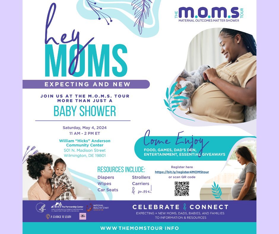 Join us for The M.O.M.S. Tour Shower in Wilmington, DE, on Saturday, May 4, 2024, 11 am - 2 pm ET. Register: bit.ly/register4MOMSt…