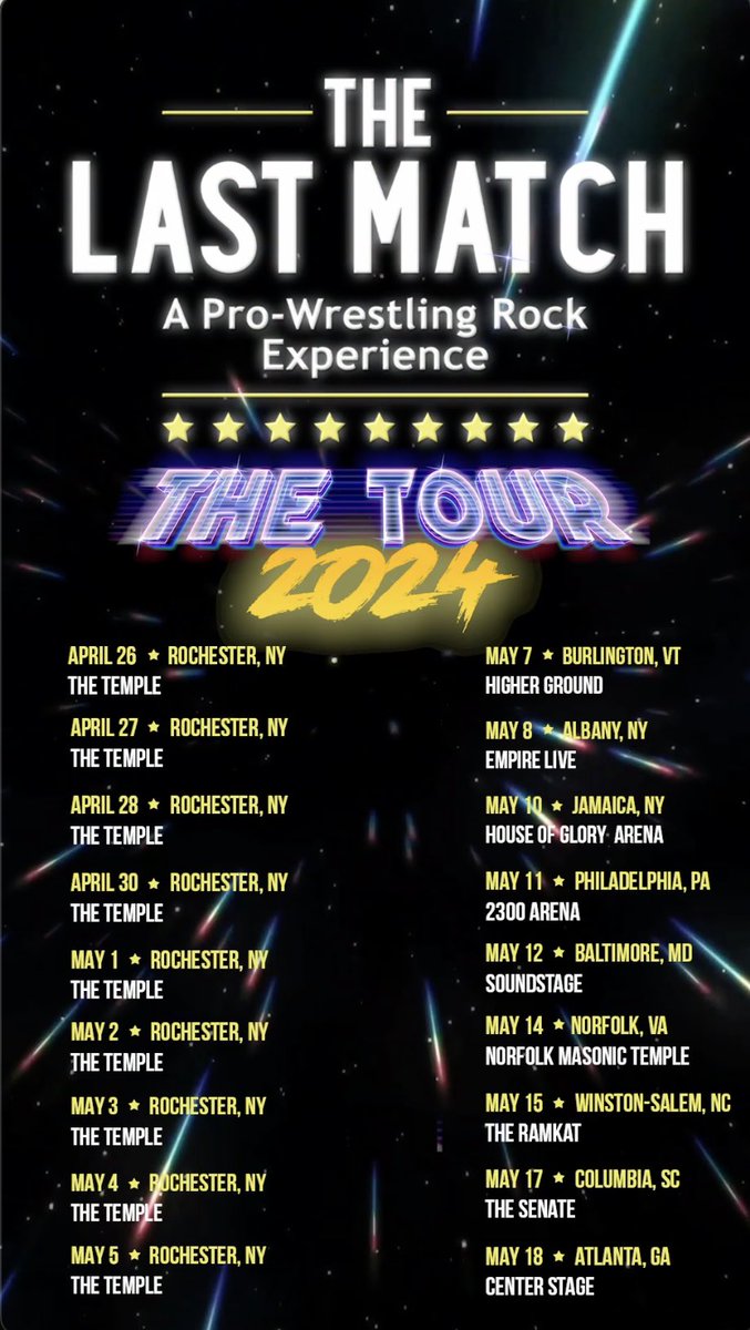 This is The Last Match tour dates!! Get your tickets now at thelastmatch.com Featuring @MickieJames @mckenzienmitch @SimonMiller316