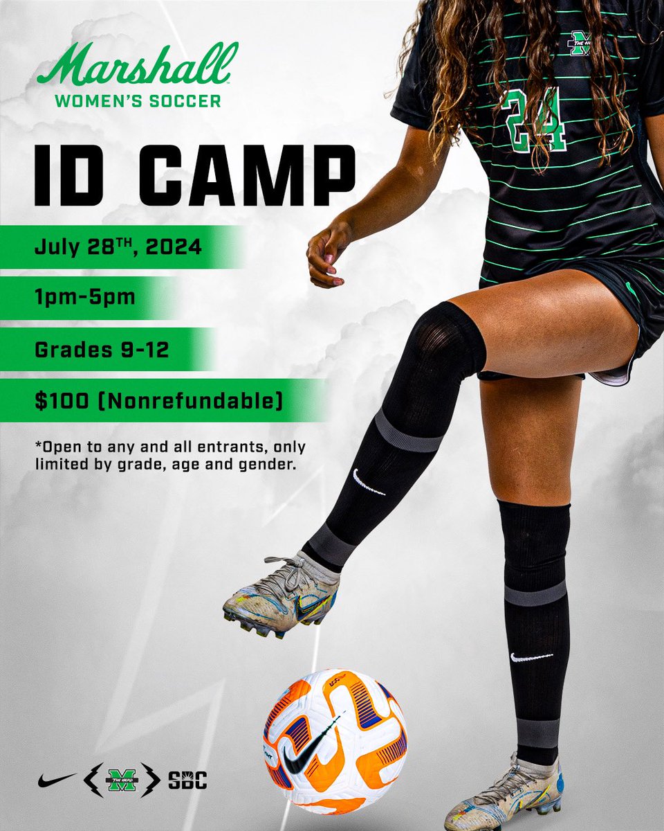 Don’t miss our 2024 ID Camp on July 28th at The Vet! Sign up at the link below!

⚽️🔗: bit.ly/MUSoccerCamps

#WeAreMarshall