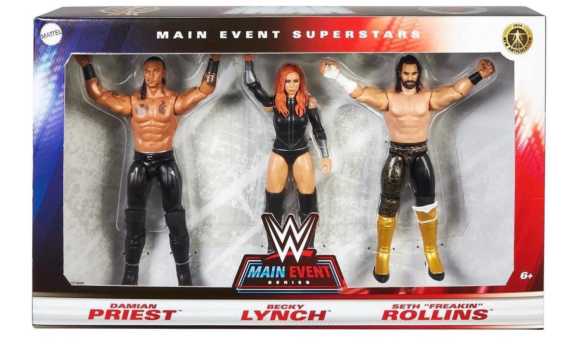 WWE Main Event Superstars - 3 Pack #damienpriest #sethrollins #beckylynch #wwe #wwemattel #mattel #wrestling #actionfigures #3pack #collection #collector #figurephotography #reveal #upcoming #fyp