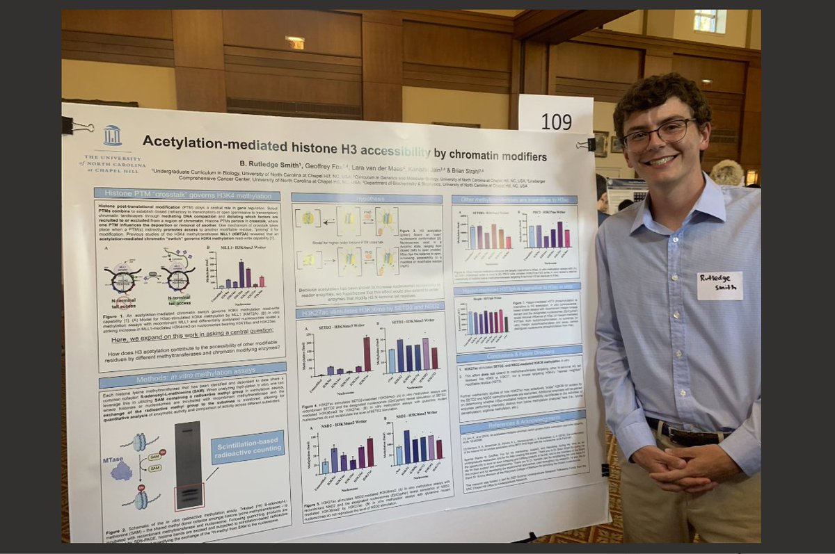 UNC Biochemistry and Biophysics department (@unc_bcbp) on Twitter photo <a href="/unc_our/">UNC Office for Undergraduate Research</a> <a href="/JdowenL/">JDowen Lab</a> <a href="/DrBrianStrahl/">Dr. Brian D. Strahl</a> <a href="/AbidKhanEpigen/">Abid Khan</a> <a href="/guptalabunc/">Gaorav Gupta</a> At the 25th Annual celebration of undergraduate research <a href="/unc_our/">UNC Office for Undergraduate Research</a> Brett Smith of the Strahl lab <a href="/DrBrianStrahl/">Dr. Brian D. Strahl</a> presented a poster entitled “Acetylation-mediated histone H3 accessibility by chromatin modifiers”
5/8 <a href="/unc_our/">UNC Office for Undergraduate Research</a> <a href="/JdowenL/">JDowen Lab</a> <a href="/DrBrianStrahl/">Dr. Brian D. Strahl</a> <a href="/AbidKhanEpigen/">Abid Khan</a> <a href="/guptalabunc/">Gaorav Gupta</a> At the 25th Annual celebration of undergraduate research <a href="/unc_our/">UNC Office for Undergraduate Research</a> Brett Smith of the Strahl lab <a href="/DrBrianStrahl/">Dr. Brian D. Strahl</a> presented a poster entitled “Acetylation-mediated histone H3 accessibility by chromatin modifiers”
5/8