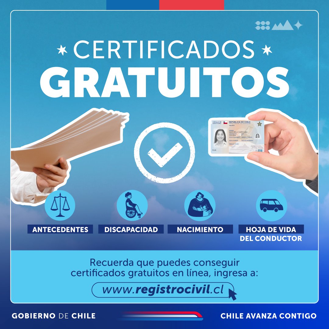 ¿Sabías que en registrocivil.cl puedes obtener certificados gratuitos en línea? Ingresa y revisa todo lo que puedes realizar en nuestro portal. #Iquique #AltoHospicio #PozoAlmonte #Pica #Huara #Colchane #Camiña
