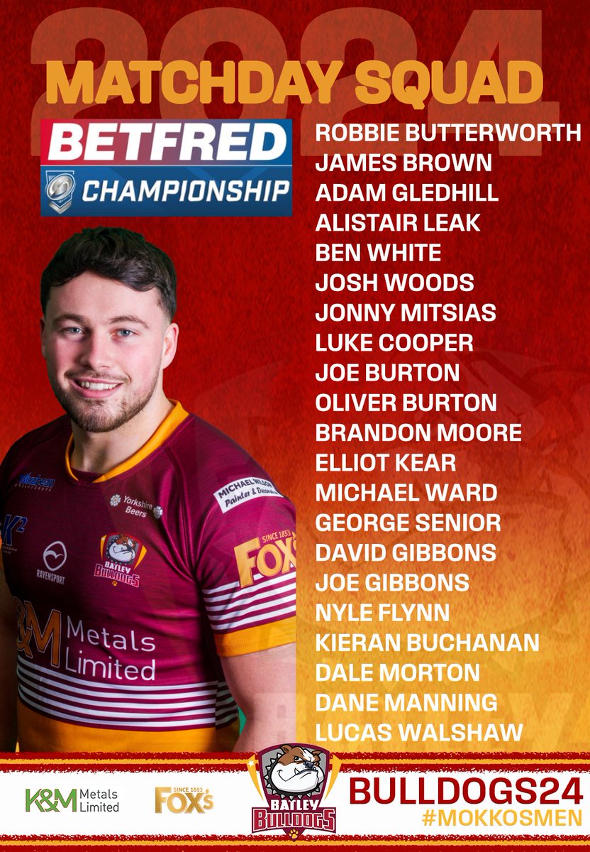 TEAM NEWS | Mokko has announced his 21-man squad ahead of Sunday's @Betfred Championship clash against @BarrowRaiders away! #MOKKOSMEN