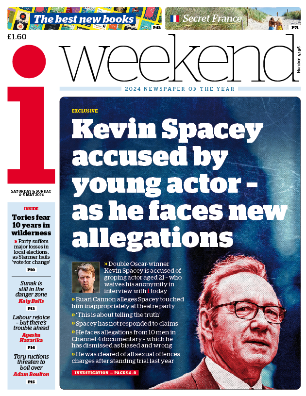 Front page of @theipaper iweekend edition

-- Kevin Spacey accused

#TomorrowsPapersToday