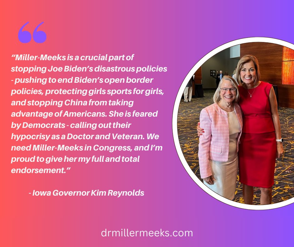 I am humbled and honored to receive the endorsement of ⁦the best Governor in the country, ⁦@KimReynoldsIA⁩.