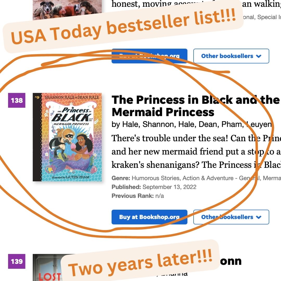 I'm amazed and elated that THE PRINCESS IN BLACK AND THE MERMAID PRINCESS is debuting on the USA Today bestseller list TWO YEARS after release. 🦸‍♀️🧜‍♀️⛵️🐠
