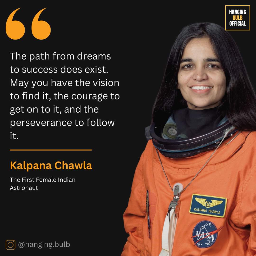Remembering Kalpana Chawla: The First Female Indian Astronaut on her death anniversary.

#KalpanaChawla #NASA #MotivationalQuotes