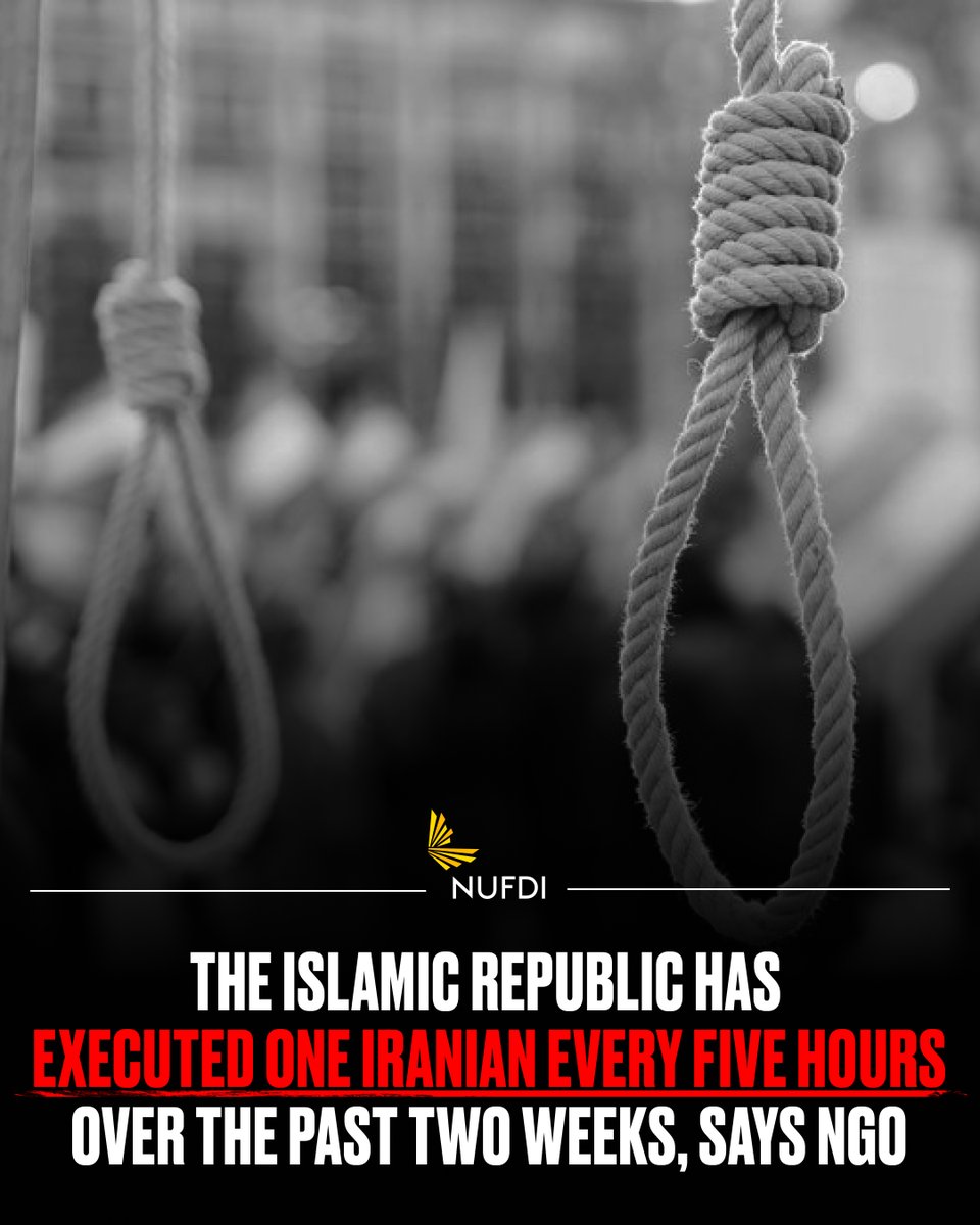 The Islamic Republic has executed one Iranian every five hours over the past two weeks, according to NGO @IHRights. At least 63 individuals were executed. #StopExecutionsinIran