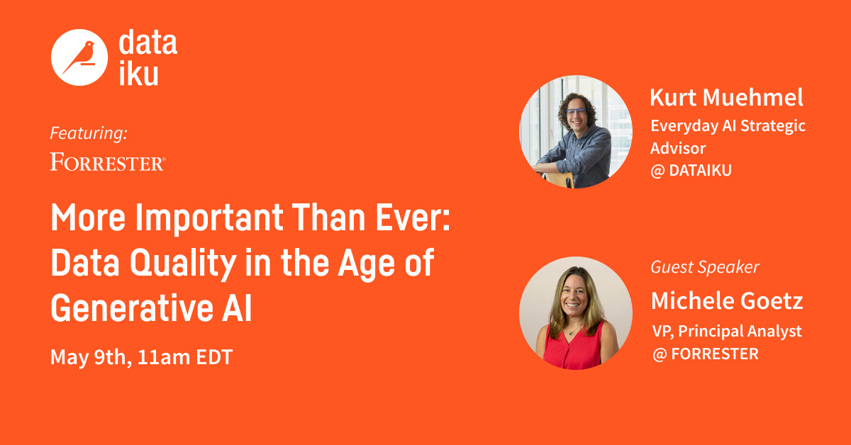 The countdown begins! Just six days until our webinar reveals the key to mastering #DataQuality in the age of #GenAI. Join industry leader Kurt Muehmel and guest speaker Michele Goetz for transformative insights into your data practices.

Secure your spot: bit.ly/3Wm8Qfs