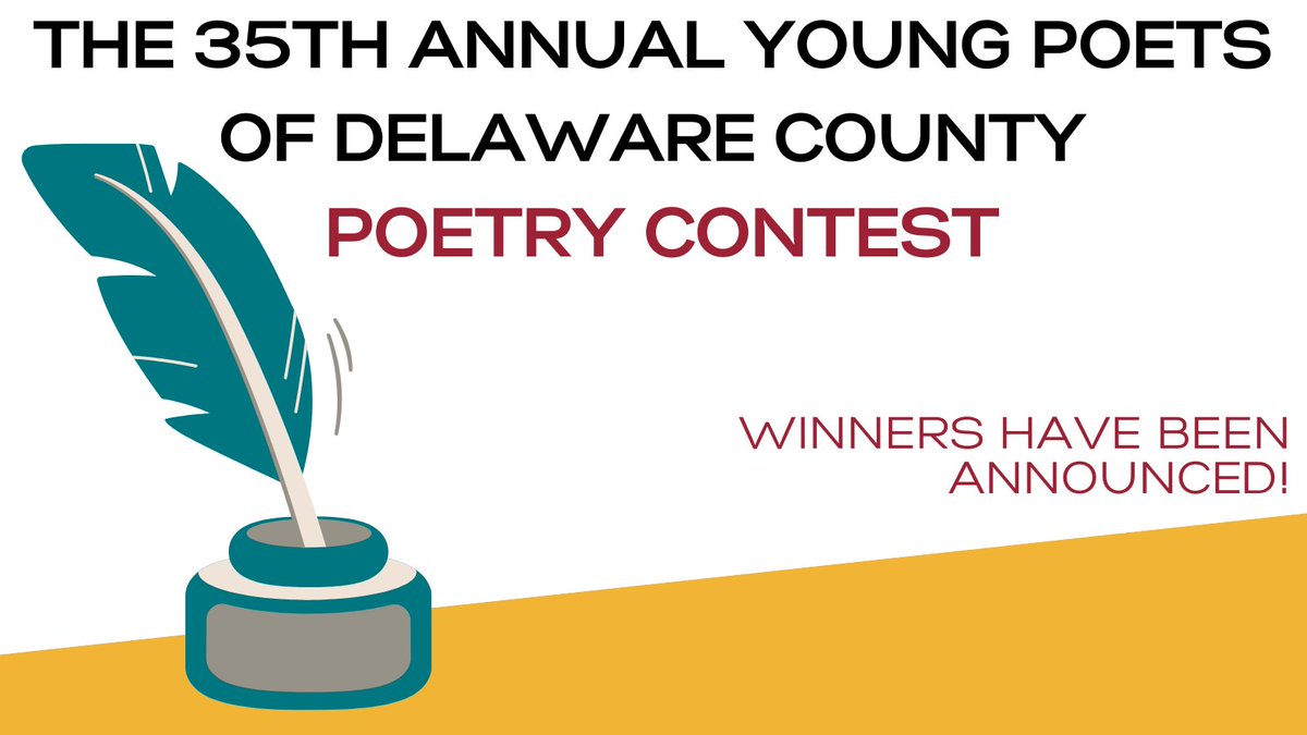We are excited to announce the winners of this year's Young Poets Poetry Contest! Visit our webpage to see the complete list and read their poems. Congratulations to all of our winners! delcolibraries.org/poetry-contest

#DelcoLibraries
#PoetryContest