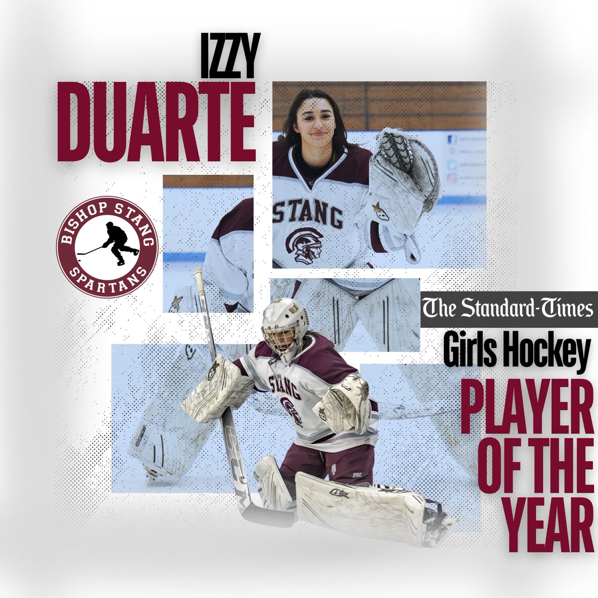 HUGE congratulations to Fr. Izzy Duarte on being named the Player of the Year in Girls Hockey by the Standard Times! “In 19 games, Duarte allowed just 45 goals for a 2.36 GAA. She had a .888 save percentage and recorded three shutouts” Congrats Izzy!! @SC_Varsity @stangghockey