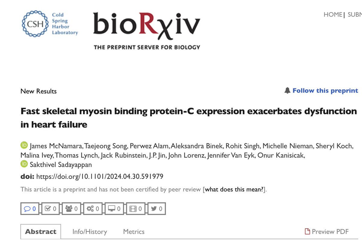 We are thrilled to share our latest article entitled ‘Fast Skeletal Myosin-Binding Protein-C (MyBPC) Exacerbates Cardiac Dysfunction in Heart Failure.’ biorxiv.org/content/10.110… @JamesMc2327, @Rohit030687 @theperfectdose1 @1jvaneyk