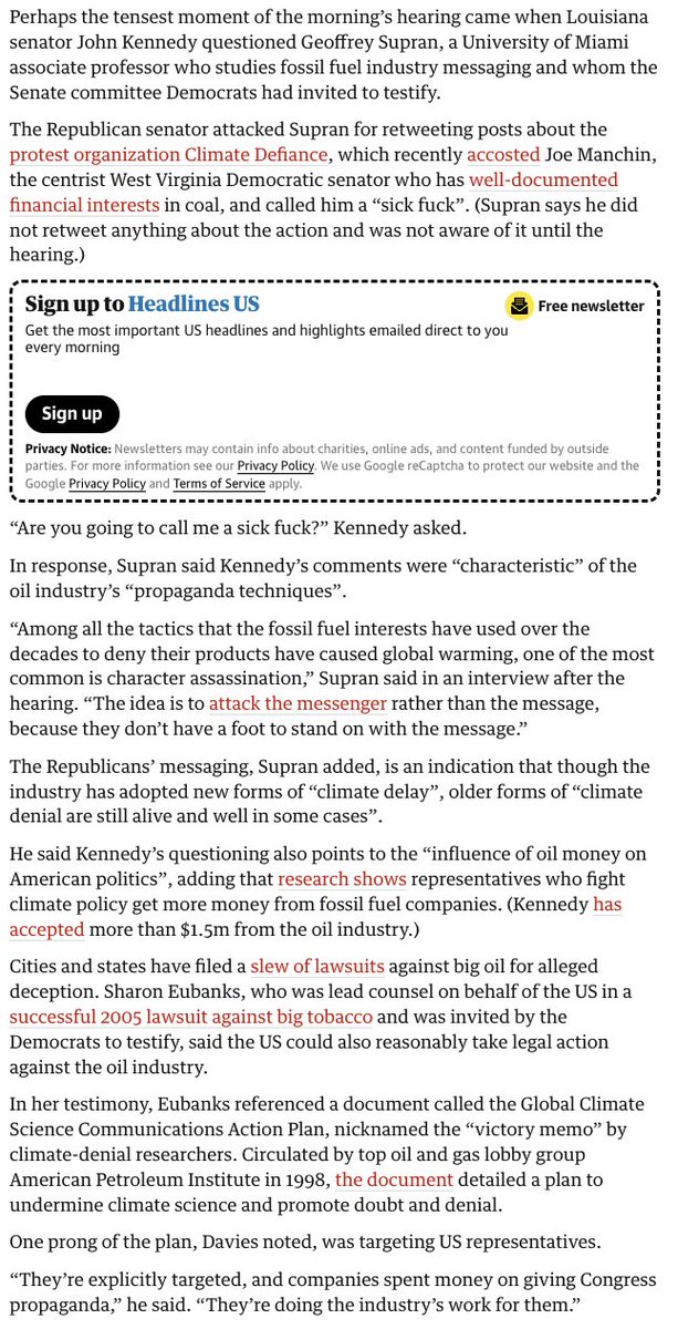 2/n: Thanks also to @GuardianUS's @dharnanoor for her excellent reporting on this. As @KertDavies told her, politicians are 'doing the [oil] industry’s work for them.' theguardian.com/us-news/2024/m…