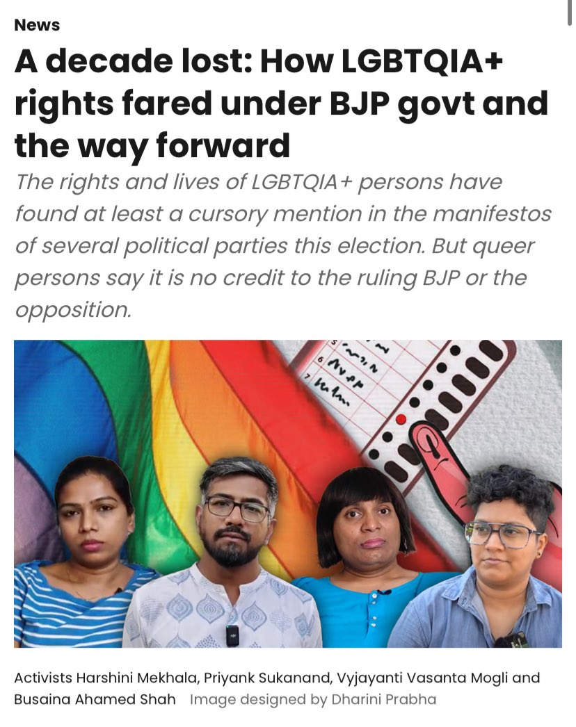 “Trans persons’ long standing demand for horizontal reservation has been overlooked, while other gender and sexuality minorities within the LGBTQIA+ spectrum have been invisibilised altogether”, @AzeefaFathima @lakshmibindu95 for @newslaundry - thenewsminute.com/news/a-decade-…