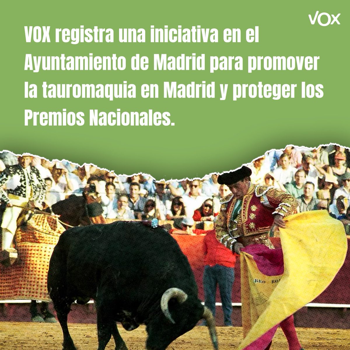 ‼️ #ÚLTIMAHORA VOX registra una iniciativa para promover la tauromaquia en Madrid y proteger los Premios Nacionales. ⬇️⬇️⬇️