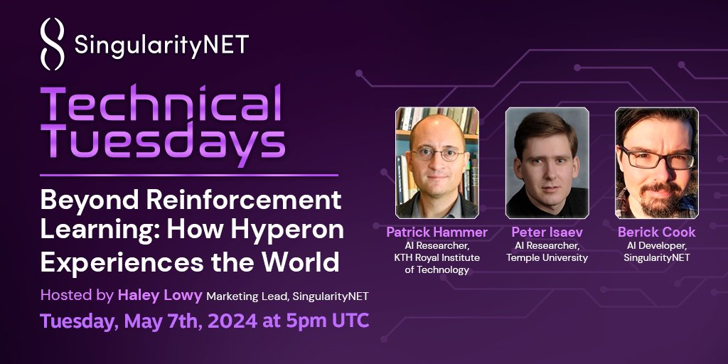 Join us this Tuesday, May 7th, 2024, at 5 pm UTC for the first session of a special two-part SingularityNET's Technical Tuesdays mini-series dedicated to the latest advancements in the development of a unified experiential learning component for OpenCog Hyperon, our framework for…