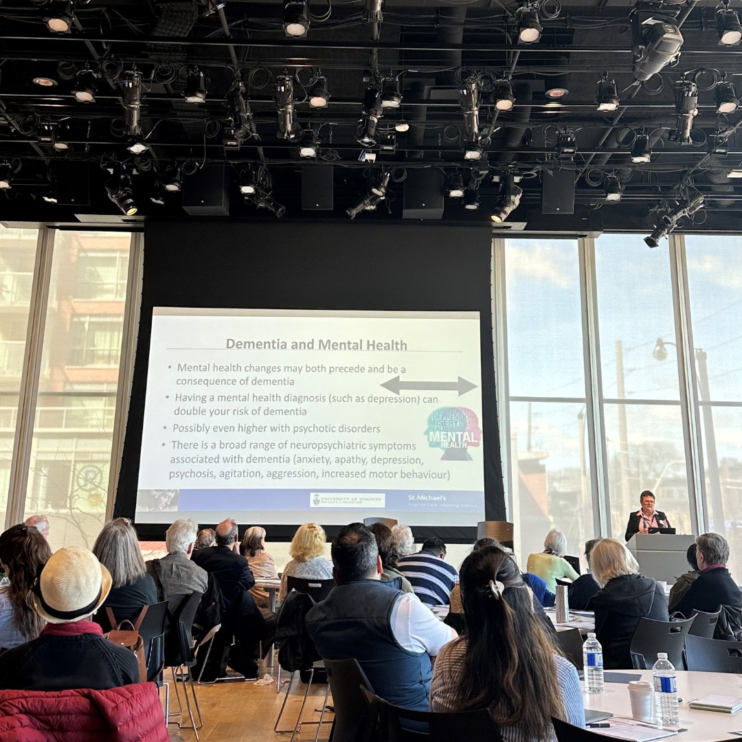 Yesterday, at @CAMHnews, @TorontoDementia hosted a Brain Health & Dementia event featuring speakers with lived experience, caregiver insights, and cutting-edge research. Did you know that #mentalhealth conditions can double your risk? Dr. Corinne Fischer explored more on this.