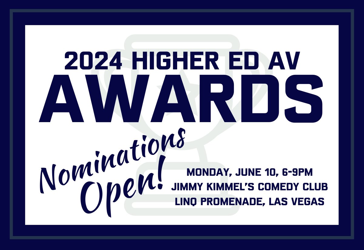 You asked, you received! The deadline to submit nominations for the 2024 Higher Ed AV Awards, has been extended until Monday, May 13, at 3PM EST! Get those people, product, and project awards in, and attend LIVE at #InfoComm24 on June 10th! higheredav.com/2024-higher-ed…