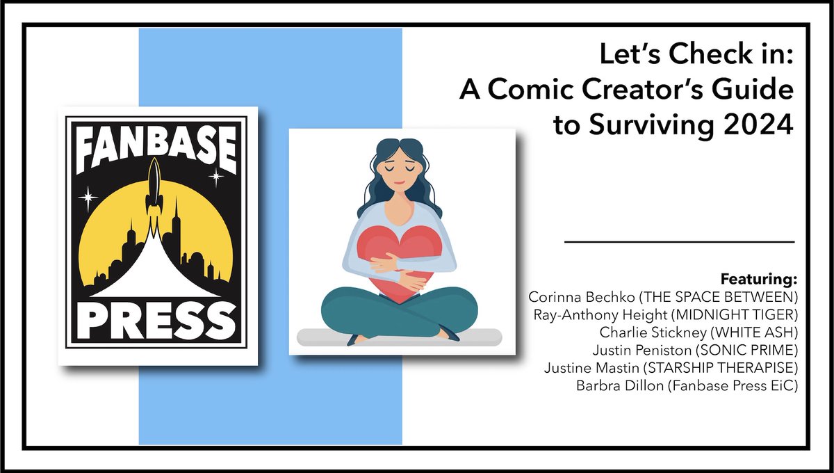 .@Fanbase_Press’ #VirtualPanel Series: Let’s Check in: A Comic Creator’s Guide to Surviving 2024 w/ @CorinnaBechko @studioskyetiger @CharlesStickney Justin Peniston & @mindbodyfandom #SolidarityIn2024 #MentalHealth #ComicBooks #Comics youtube.com/watch?v=4uY7II…