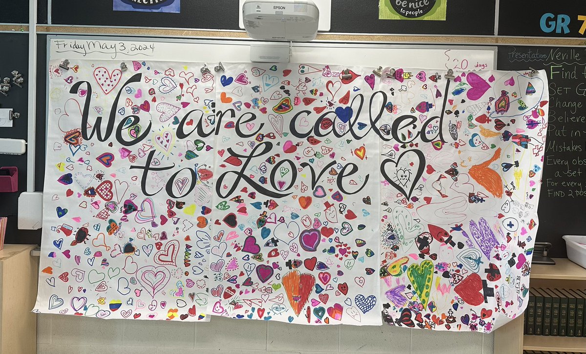 Whole-school collaborative art piece in preparation for CEW. We are excited to host families @SHOJ_HCDSB @HCDSB