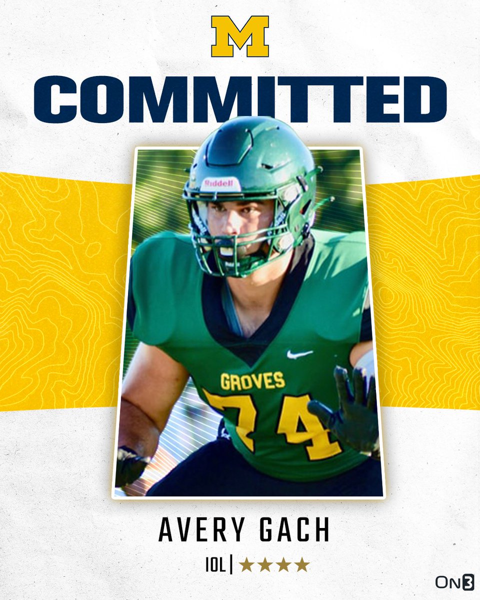 BREAKING: Franklin (Mich.) Groves OT Avery Gach commits to Michigan. 'My relationship with the coaching staff I feel like it’s home. I love the facilities. They just won the National Championship. They develop NFL players and they like to run the ball. The Michigan-Ohio state…