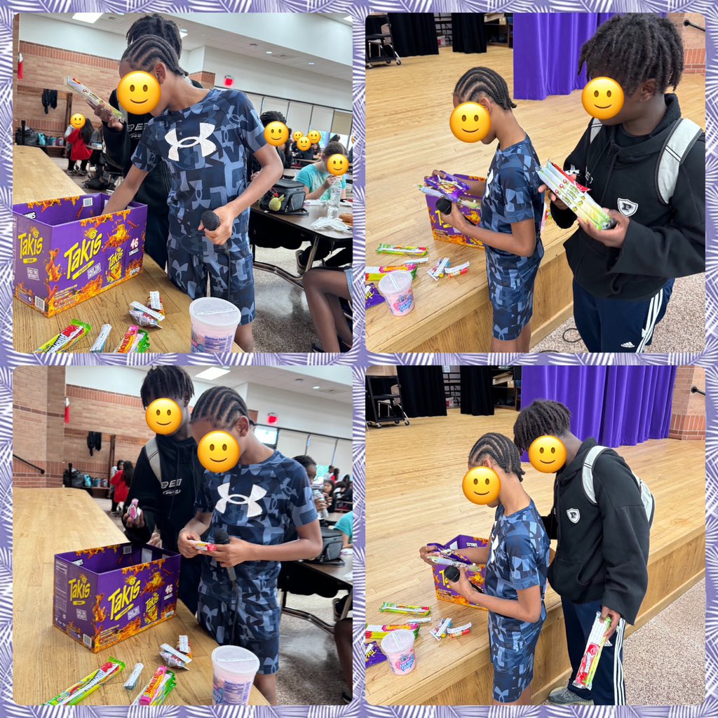 Every Thursday these two students help pass out PBIS items purchased from our PBIS store. They use the microphone to call out student names, check their IDs and ensure their peers have what they need! 💜💜 @MDJH_Panthers