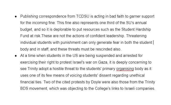 We are urging Trinity alumni who are outraged at @tcddublin's drastic decision to lump @tcdsu with a €214K fine, aimed at undermining students' right to protest, to contact the college and demand they rescind the fine. EMAIL LINK HERE, PLEASE RT: bit.ly/3Wr6U5b