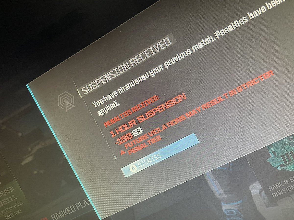 Audacxtyyy's tweet photo. @CallofDuty @ATVIAssist 

Please can this be looked into, I keep losing SR and it’s giving me massive penalty for not loading me in the game? https://t.co/GFv2ULTbkS