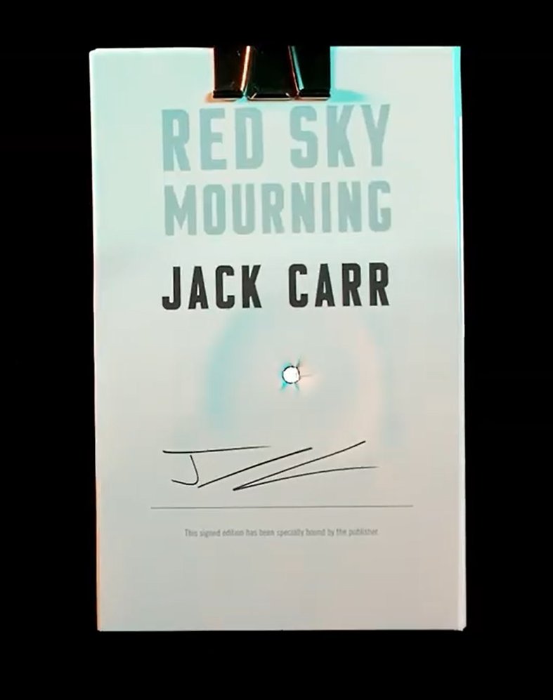 Get the Special Edition @JackCarrUSA signed/shot copies of RED SKY MOURNING from @warwicksbooks warwicks.com/red-sky-mourni… or from any of the local independent book stores with remaining stock officialjackcarr.com/books/shot-thr… For the history of why Jack does this officialjackcarr.com/shot-through-s…