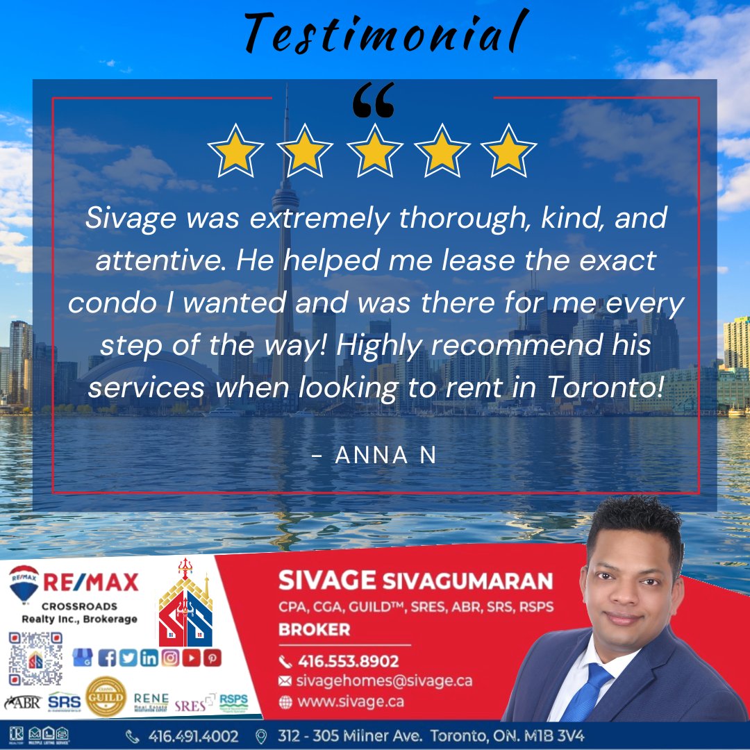 Grateful for Anna's kind words! Thrilled to have helped her secure her dream condo in Toronto. 🏙️ Being thorough and attentive is key in this competitive market. It's all about listening closely to what clients want. 🎯 

#homes #property #luxuryhomes #sellers #Audi