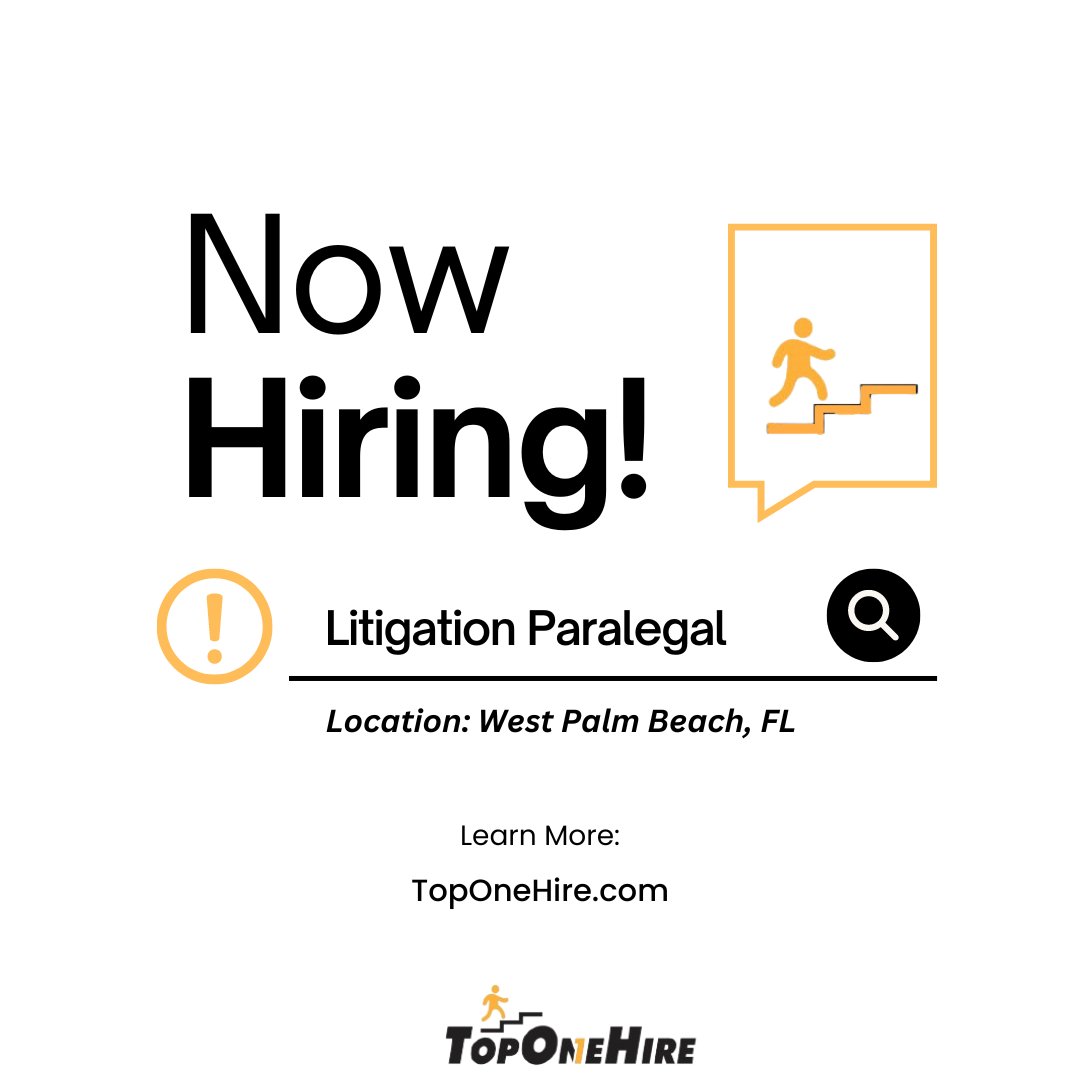 Check out this opportunity! ➡ 𝐋𝐢𝐭𝐢𝐠𝐚𝐭𝐢𝐨𝐧 𝐏𝐚𝐫𝐚𝐥𝐞𝐠𝐚𝐥

Location: West Palm Beach, FL

Full job description: toponehire.com/job/2543977/li…

#LitigationParalegal #Florida #Paralegal #JobOpportunity #TopOneHire