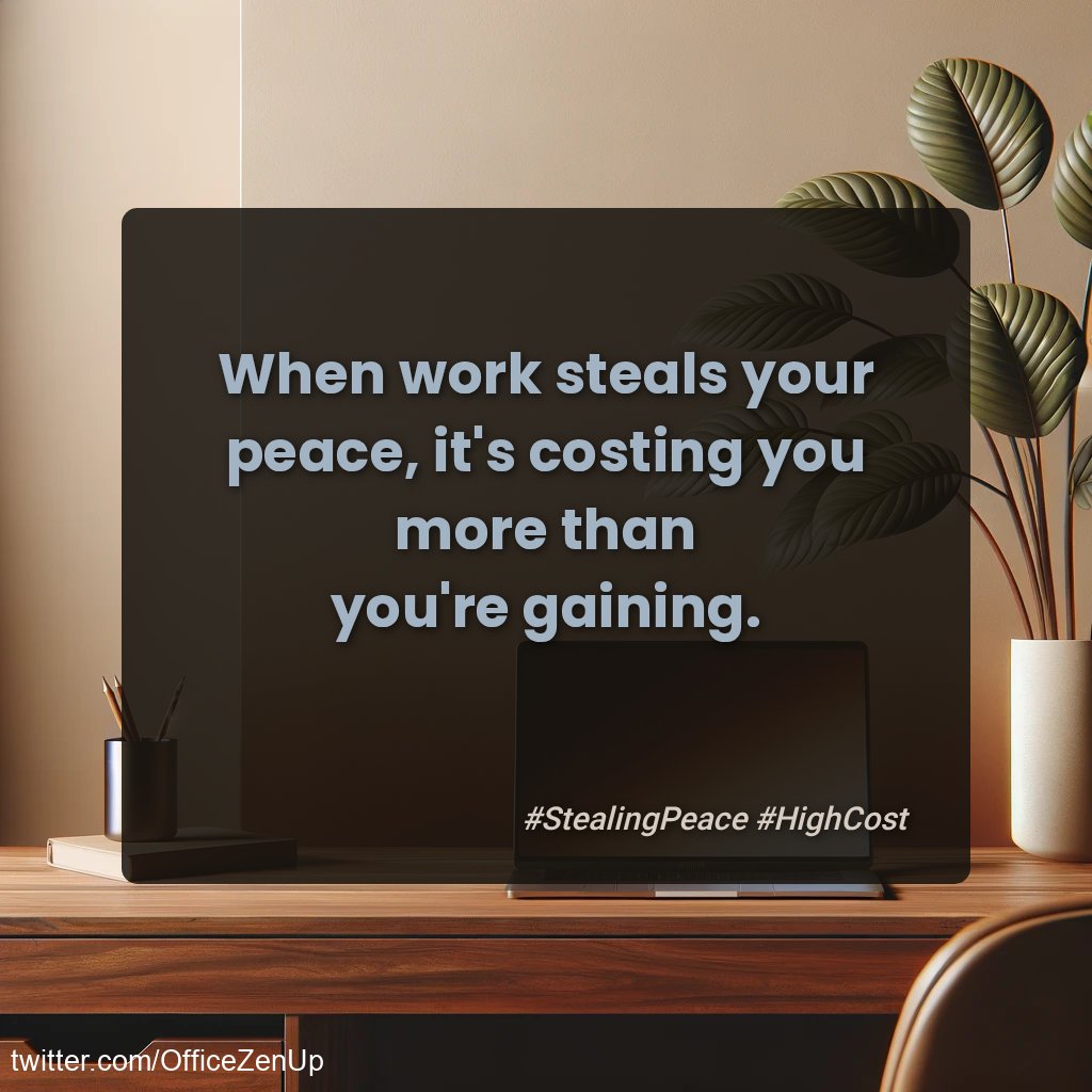 When work steals your peace, it's costing you more than you're gaining. ☮️ #StealingPeace #HighCost