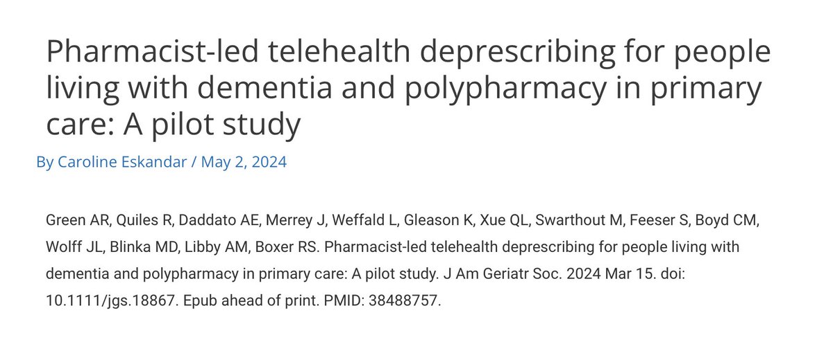 💊Read our latest #USDENblog! It's about a new pilot study's findings on #Pharmacist-led #Telehealth #Deprescribing for people living with #Dementia and #Polypharmacy in #PrimaryCare. ➡️deprescribingresearch.org/pharmacist-led… #MedicationOptimization #OlderAdults #Alzheimers #MemoryLoss #Meds