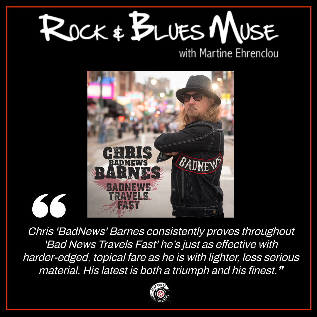 𝐍𝐄𝐖 𝐑𝐄𝐕𝐈𝐄𝐖: 'BadNews Travels Fast' from Chris BadNews Barnes - @RockBluesMuse 
rockandbluesmuse.com/2024/05/02/rev…

#newrelease #newmusic #blues #gulfcoastrecords 
@MPucciMedia @BluesBroadJoan @zitorox
