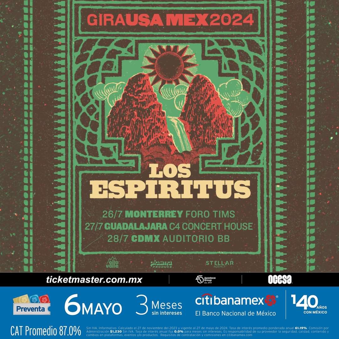 ¡Los Espíritus tendrán parada con su gira #LaMontaña en MTY, GDL y CDMX! ⛰️🔥

#PreventaCitibanamex: 6 de mayo.
Venta general a partir del 7 de mayo.