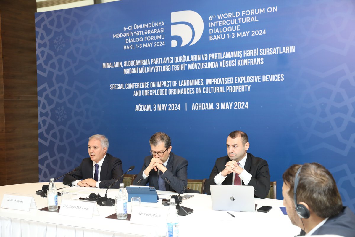 A special session within the framework of the 6th World Forum on Intercultural Dialogue has been held in Aghdam

Details: shorturl.at/wINW6

#Azerbaijan #WFID6 #DialogueForum #BakuProcess2024 #PeaceThroughDialogue #Dialogue4PeaceandGlobalSecurity #forum #multiculturalism