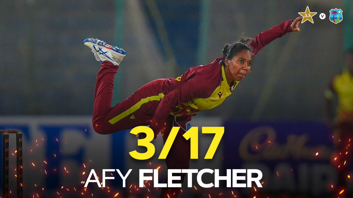 A match winning spell from Afy Fletcher is the pick of the bowling in the final T20I! 🏏🌴 #PAKWvWIW #MaroonWarriors