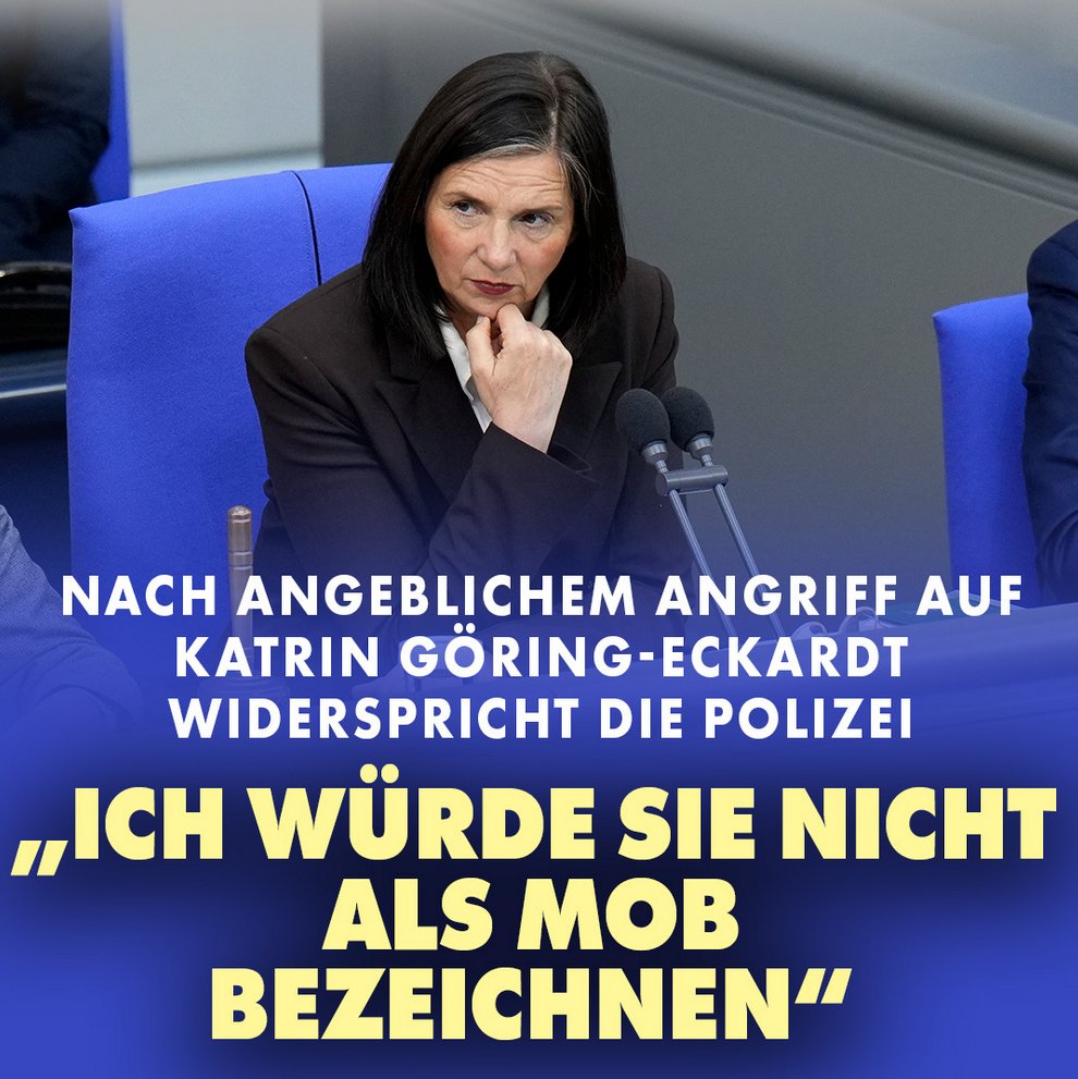 🚨👉Die Polizei widerspricht den Aussagen von Göring-Eckardt🤡🌍.

Es wurde sogar Anzeige gegen den Fahrer des Wagens von Frau Göring-Eckardt gestellt, da er ein anderes Auto touchiert haben soll.