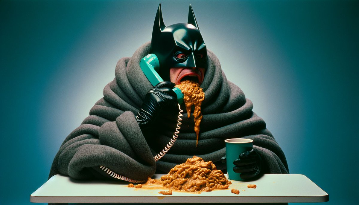 i just can't seem to keep my dinner dinner batman down...