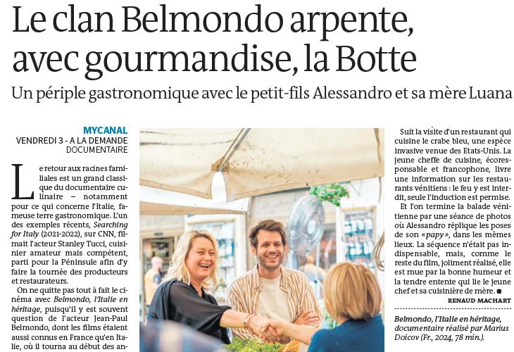 Dans « Belmondo, l’Italie en héritage », sur @myCANAL , Alessandro et Luana foulent la Botte avec gourmandise lemonde.fr/culture/articl… via @RenaudMachart